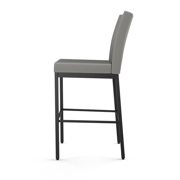 Amisco Industries Perry Plus 26-in Counter Stool - Taupe Grey Faux Leather/Black Metal