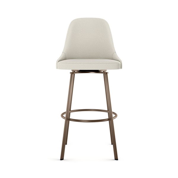 Amisco Industries Harper 30-in Swivel Bar Stool - Cream Bouclé Polyester/Bronze Metal