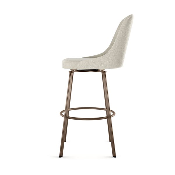 Amisco Industries Harper 30-in Swivel Bar Stool - Cream Bouclé Polyester/Bronze Metal