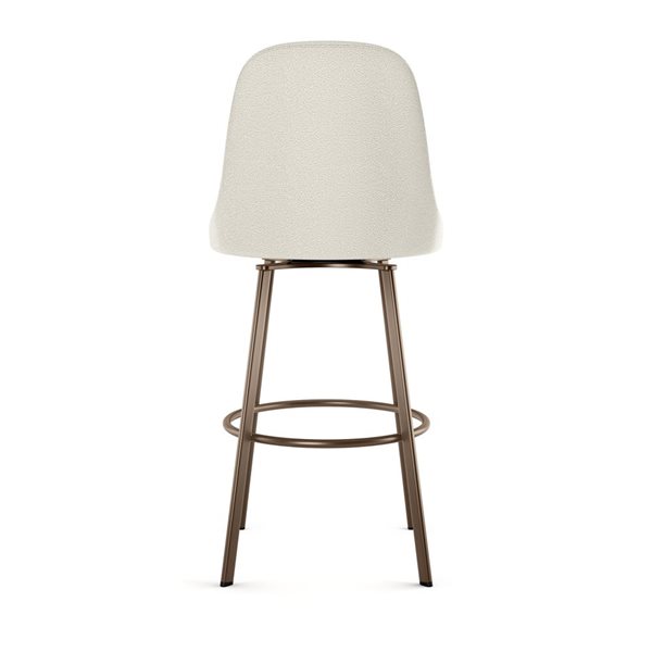 Amisco Industries Harper 30-in Swivel Bar Stool - Cream Bouclé Polyester/Bronze Metal