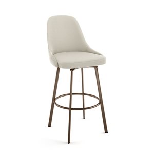 Amisco Industries Harper 30-in Swivel Bar Stool - Cream Bouclé Polyester/Bronze Metal