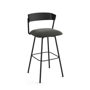 Amisco Industries Ludwig 26-in Swivel Counter Stool - Charcoal Grey Polyester/Black Metal