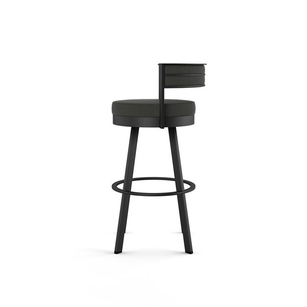 Amisco Industries Browser 26-in Swivel Counter Stool - Charcoal Grey Polyester /Black Metal