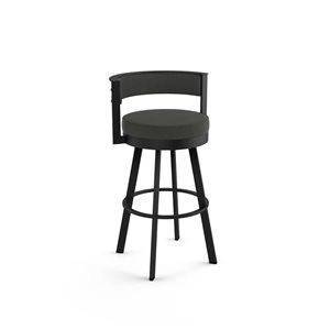 Amisco Industries Browser 26-in Swivel Counter Stool - Charcoal Grey Polyester /Black Metal