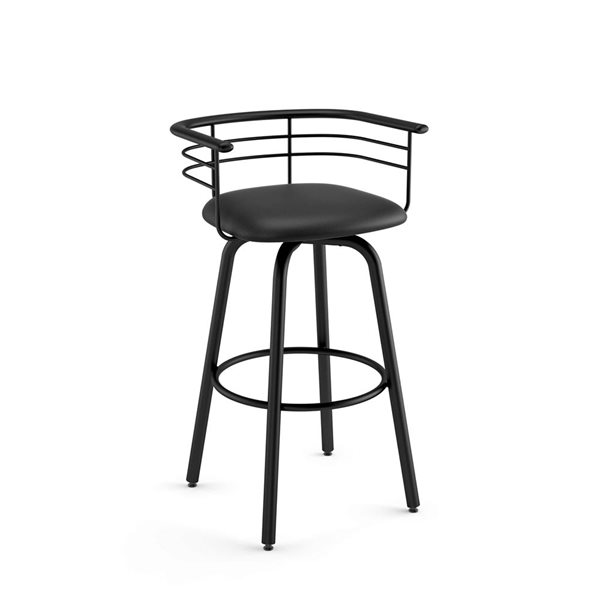 Tabouret bar pivotant Amisco Industries Turbo 30 po en similicuir noir/métal noir