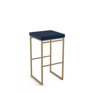 Amisco Industries Easy 26-in Counter Stool - Blue Polyurethane/Golden Metal