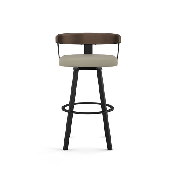 Tabouret de bar pivot Amisco Industries Lars 30 po en similicuir grège/métal noir