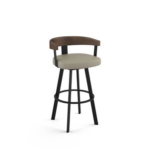 Tabouret de bar pivot Amisco Industries Lars 30 po en similicuir grège/métal noir