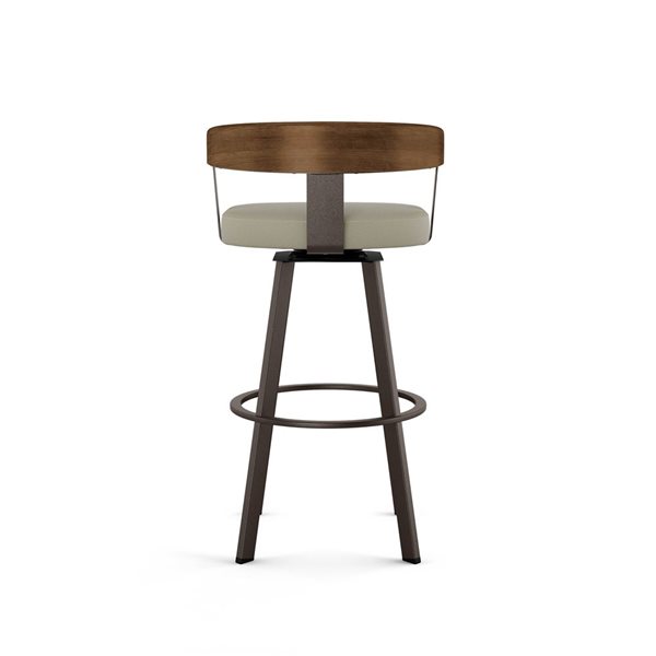 Amisco Industries Lars 30-in Swivel Bar Stool - Greige Faux Leather/Brown Metal/Light Brown