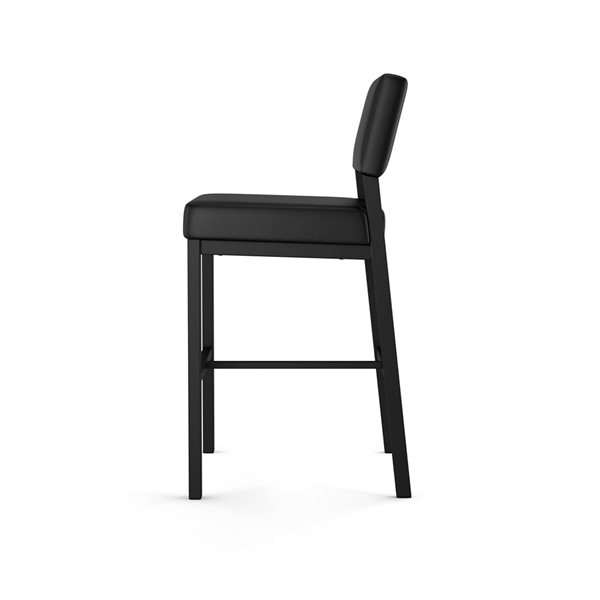 Amisco Industries Avery 30-in Bar Stool - Black Faux Leather/Black Metal
