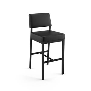 Amisco Industries Avery 30-in Bar Stool - Black Faux Leather/Black Metal