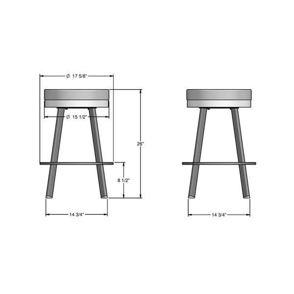 Tabouret comptoir pivotant Amisco Industries Swice 26 po en polyester gris/métal gris