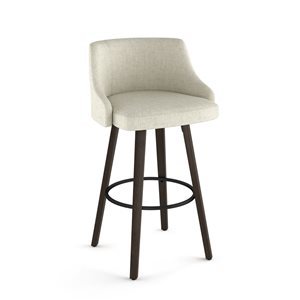 Amisco Industries Ramon 26-in Swivel Counter Stool - Light Beige PVC/Dark Grey-Brown Wood