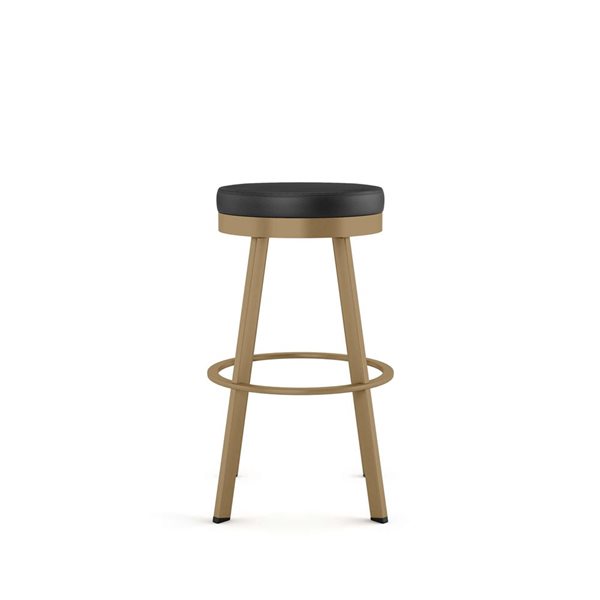 Amisco Industries Swice 30-in Swivel Bar Stool - Black Faux Leather/Golden Metal