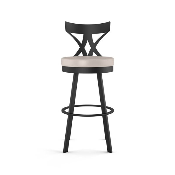 Amisco Industries Washington 26-in Swivel Counter Stool - Cream Faux Leather/Black Metal