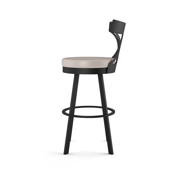 Amisco Industries Washington 26-in Swivel Counter Stool - Cream Faux Leather/Black Metal