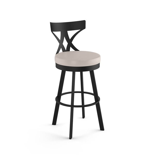 Amisco Industries Washington 26-in Swivel Counter Stool - Cream Faux Leather/Black Metal