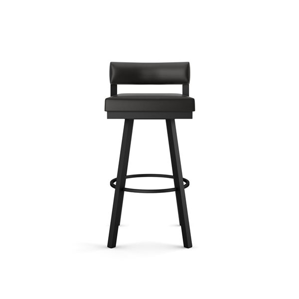 Amisco Industries Travis 30-in Swivel Bar Stool - Black Faux Leather/Black Metal