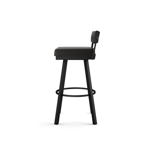 Amisco Industries Travis 30-in Swivel Bar Stool - Black Faux Leather/Black Metal