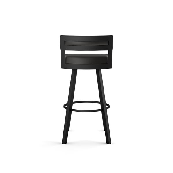 Amisco Industries Travis 30-in Swivel Bar Stool - Black Faux Leather/Black Metal