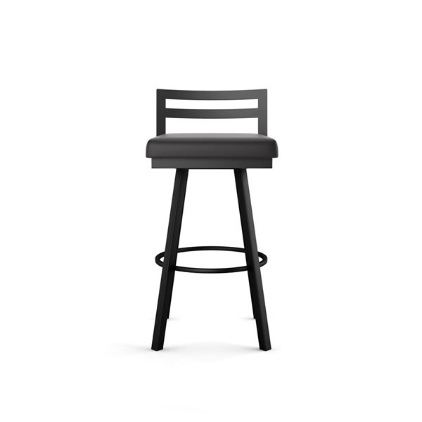 Amisco Industries Derek 30-in Swivel Bar Stool - Black Faux Leather/Black Metal