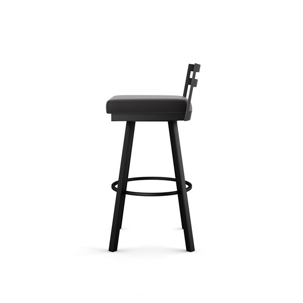 Amisco Industries Derek 30-in Swivel Bar Stool - Black Faux Leather/Black Metal