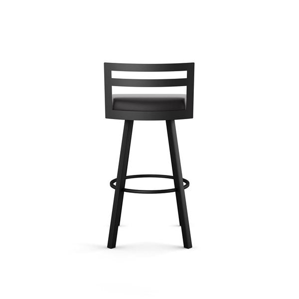 Amisco Industries Derek 30-in Swivel Bar Stool - Black Faux Leather/Black Metal