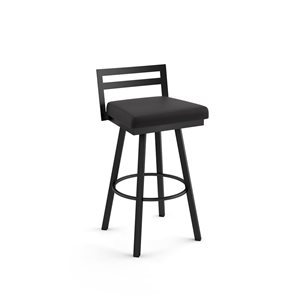 Amisco Industries Derek 30-in Swivel Bar Stool - Black Faux Leather/Black Metal