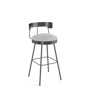 Amisco Industries Monza 30-in Swivel Bar Stool - Grey White Polyester/Dark Grey Metal