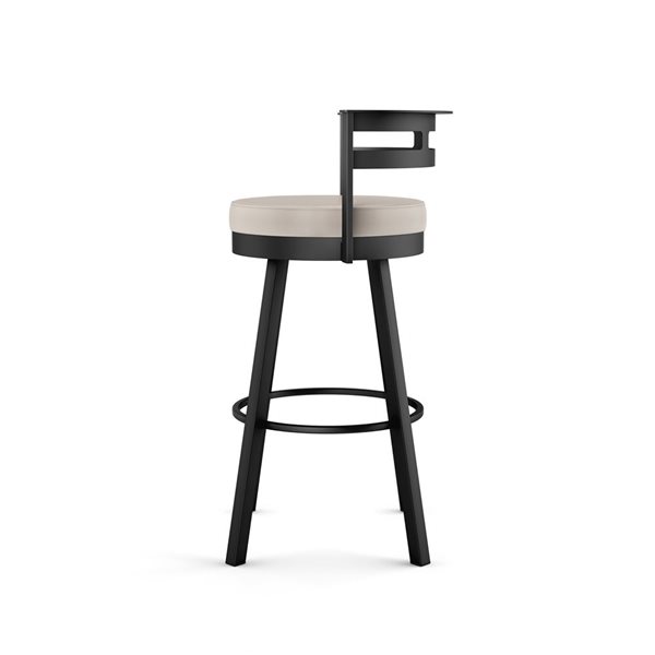 Amisco Industries Render 30-in Swivel Bar Stool - Cream Faux Leather/Black Metal