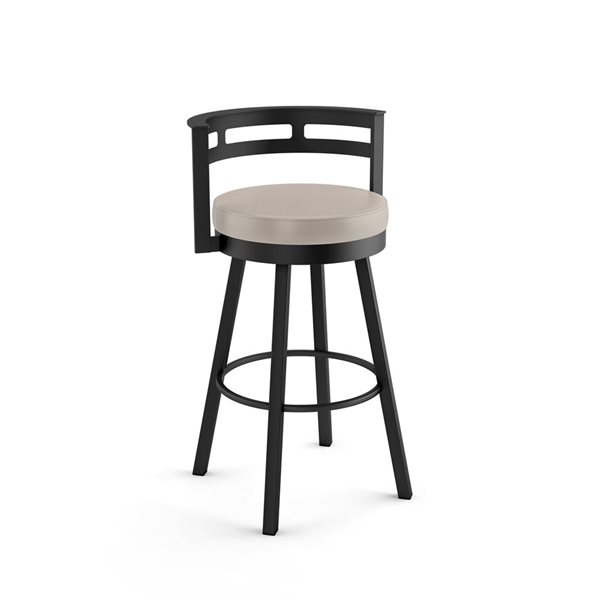 Amisco Industries Render 30-in Swivel Bar Stool - Cream Faux Leather/Black Metal