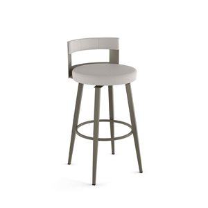Amisco Industries Paramont 30-in Swivel Bar Stool - Light Grey Polyester/Grey Metal