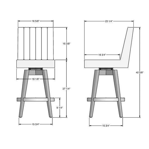 Tabouret comptoir pivotant Amisco Industries Dustin 26 po en polyester gris et blanc/bois brun