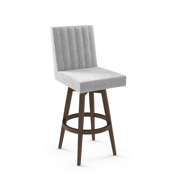 Tabouret comptoir pivotant Amisco Industries Dustin 26 po en polyester gris et blanc/bois brun