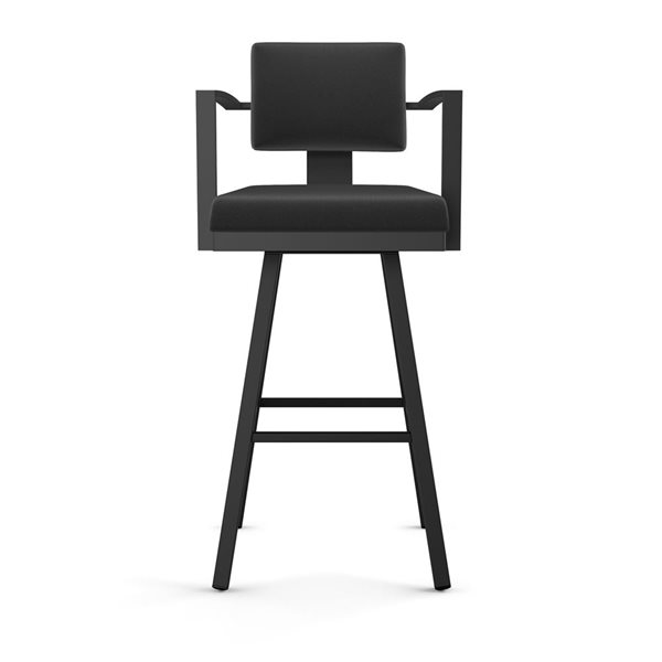 Amisco Industries Akers 26-in Swivel Counter Stool - Black Faux Leather/Black Metal