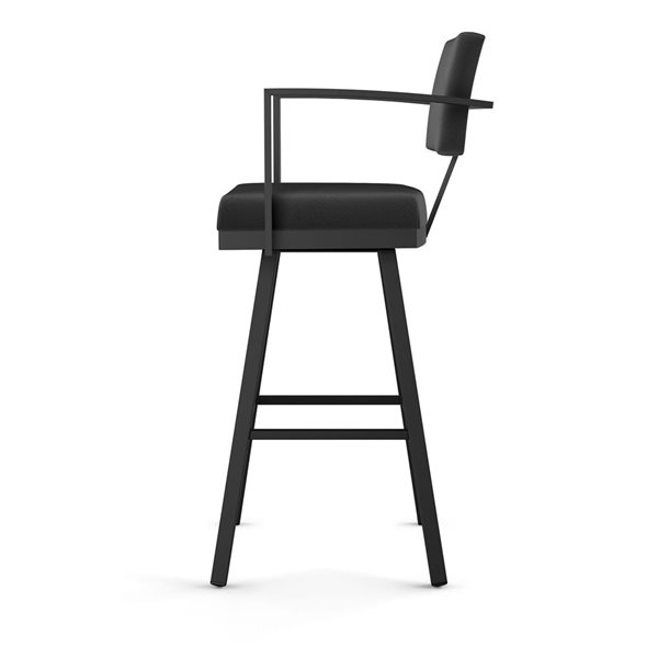 Amisco Industries Akers 26-in Swivel Counter Stool - Black Faux Leather/Black Metal