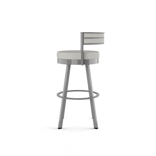 Amisco Industries Browser 26-in Swivel Counter Stool - Light Grey Polyester/Grey Metal