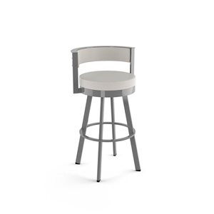 Amisco Industries Browser 26-in Swivel Counter Stool - Light Grey Polyester/Grey Metal