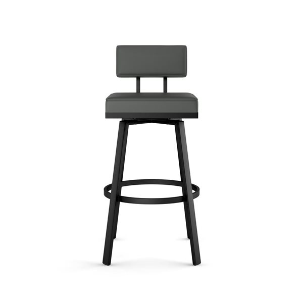 Amisco Industries Staten 26-in Swivel Counter Stool - Dark Grey Faux Leather/Black Metal