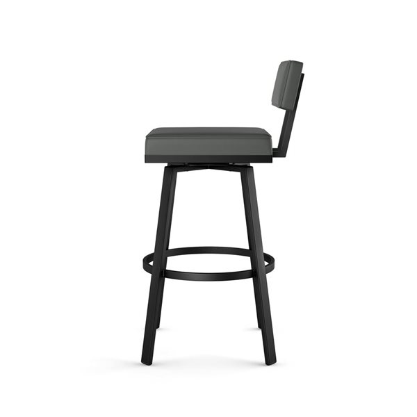 Amisco Industries Staten 26-in Swivel Counter Stool - Dark Grey Faux Leather/Black Metal