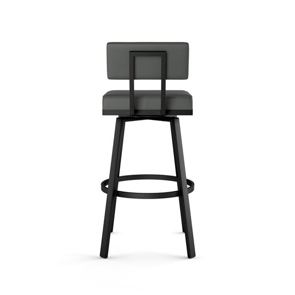 Amisco Industries Staten 26-in Swivel Counter Stool - Dark Grey Faux Leather/Black Metal