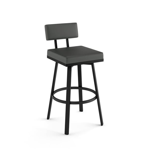 Amisco Industries Staten 26-in Swivel Counter Stool - Dark Grey Faux Leather/Black Metal