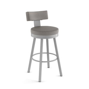 Amisco Industries Morgan 30-in Swivel Bar Stool - Silver Grey Polyester/Grey Metal