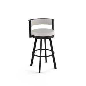 Amisco Industries Browser 26-in Swivel Counter Stool - Light Grey Polyester/Black Metal