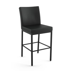 Amisco Industries Perry Plus 30-in Bar Stool - Black Faux Leather/Black Metal