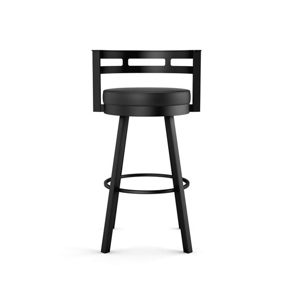 Tabouret comptoir pivotant Amisco Industries Render 26 po en similicuir noir/métal noir