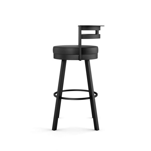 Tabouret comptoir pivotant Amisco Industries Render 26 po en similicuir noir/métal noir