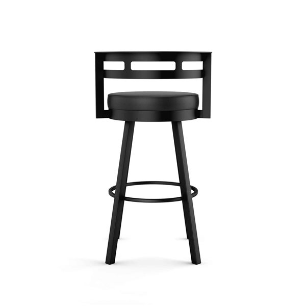 Tabouret comptoir pivotant Amisco Industries Render 26 po en similicuir noir/métal noir