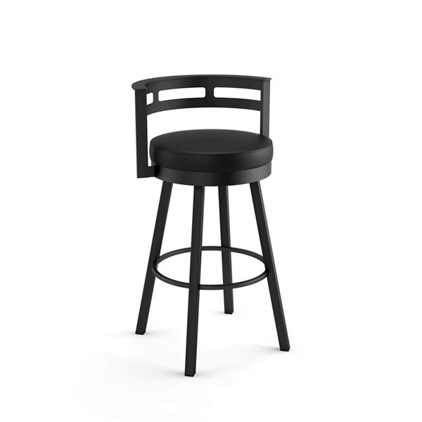 Tabouret comptoir pivotant Amisco Industries Render 26 po en similicuir noir/métal noir