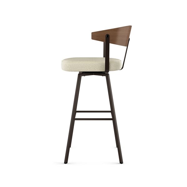 Amisco Industries Quinton 30-in Swivel Bar Stool - Cream Bouclé/Brown Metal/Light Brown